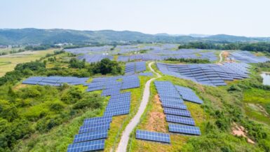 aerial view of hillside solar energy